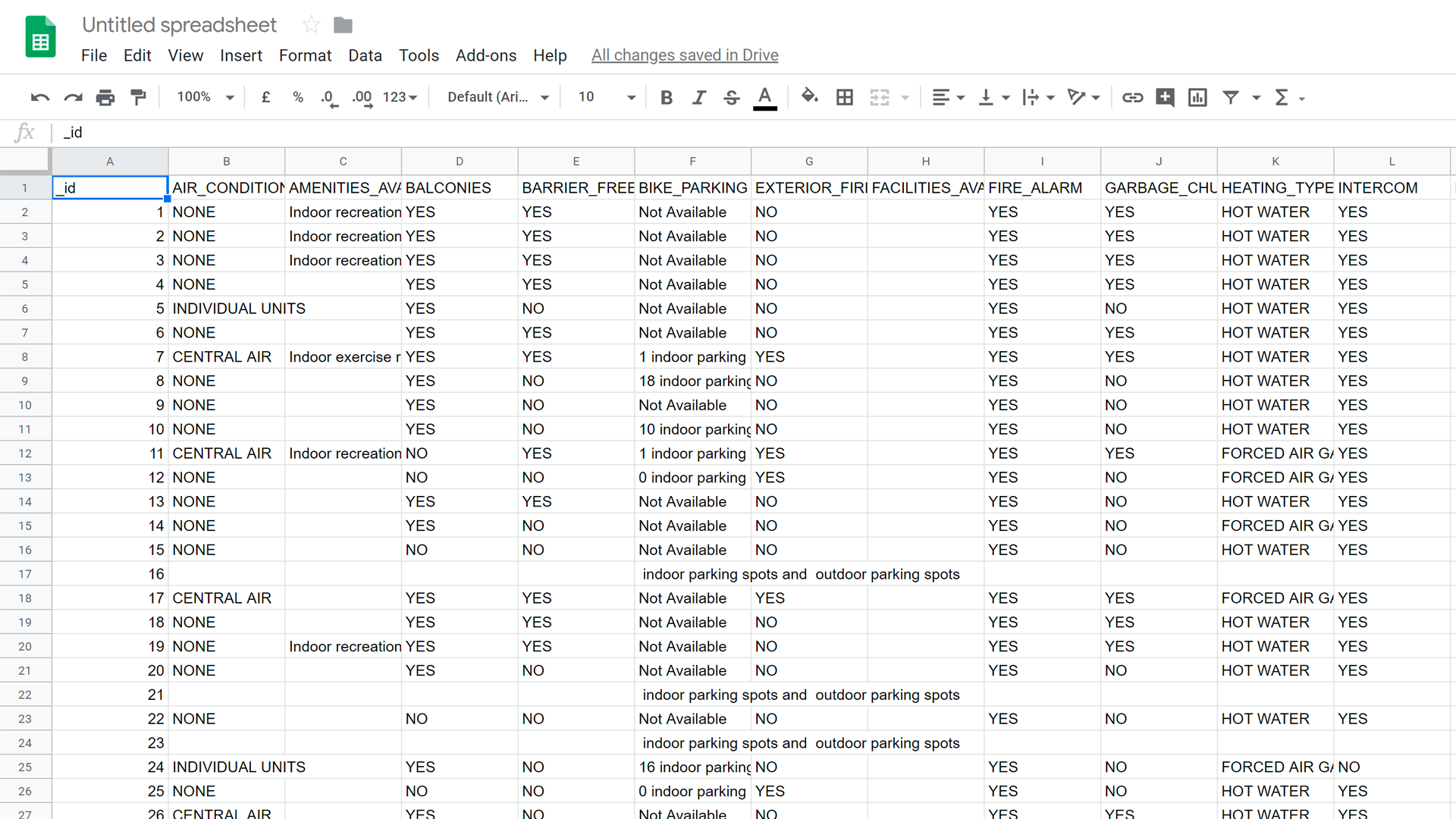 screenshot of google sheets open data plugin