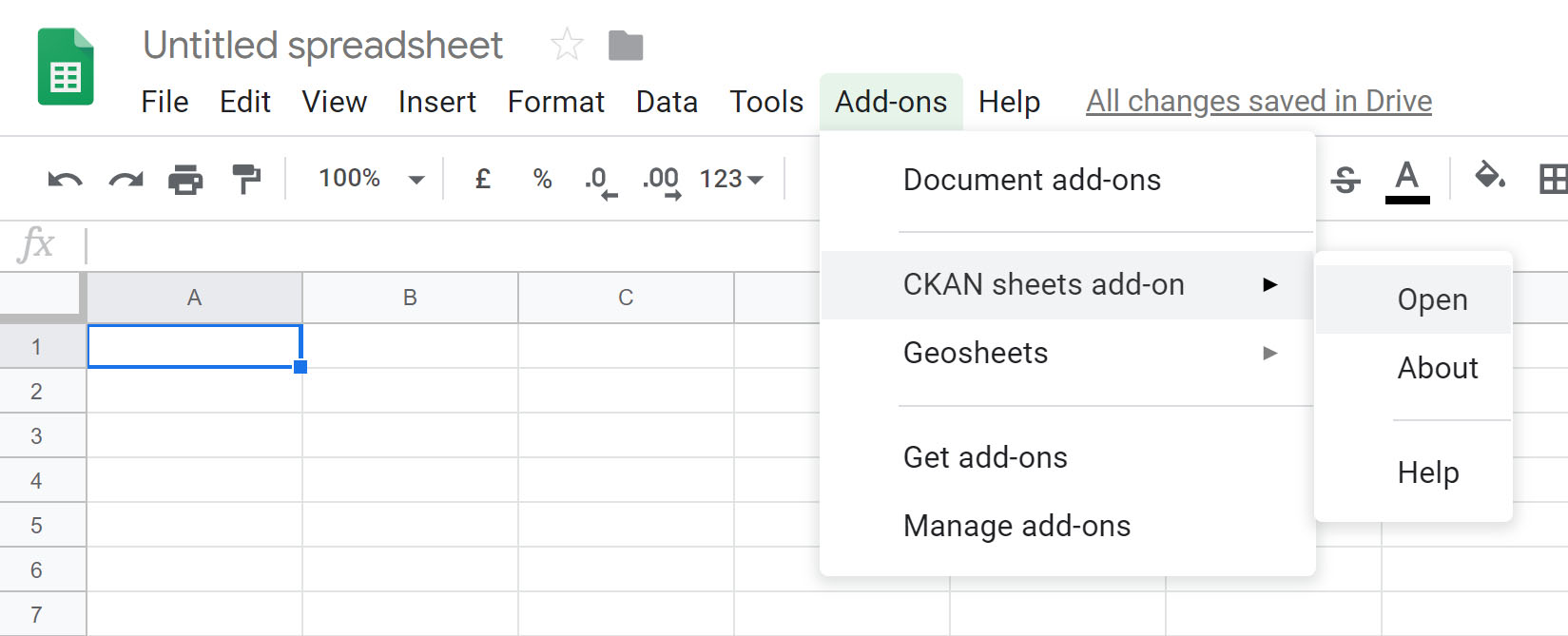 screenshot of google sheets plugin