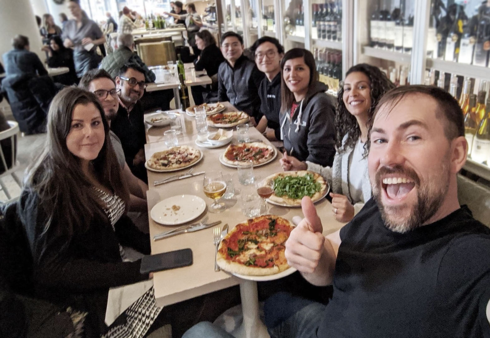 the open data team gathered around lunch