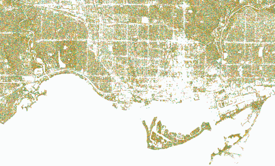 Map of ~1.25 million trees across Toronto screenshot