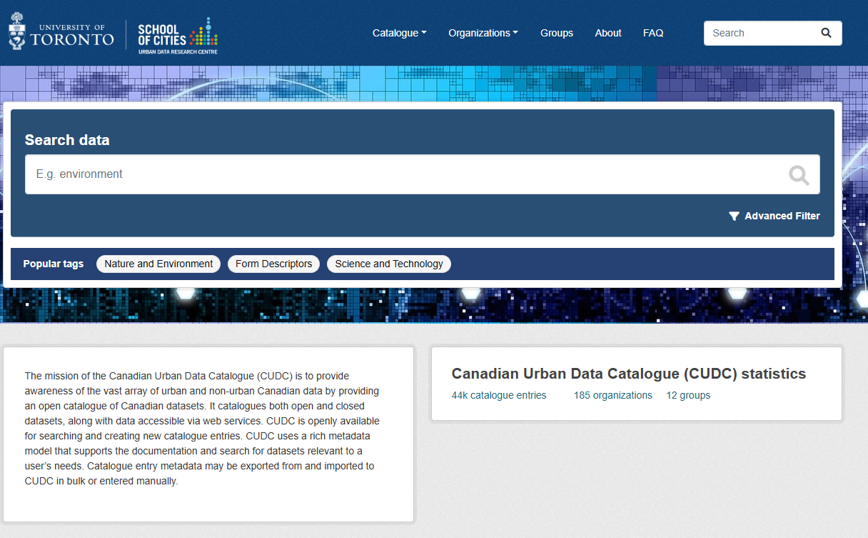 Canadian Urban Data Centre screenshot