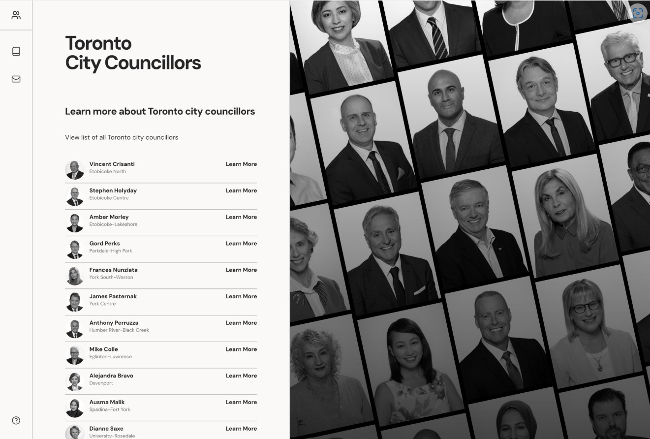 Toronto City Councillors screenshot